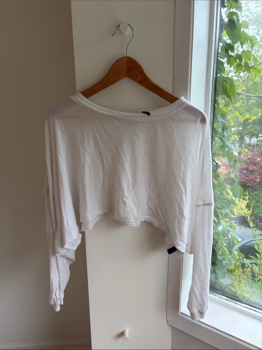 Urban Outfitters White Cropped Long-Sleeve Top Out from Under